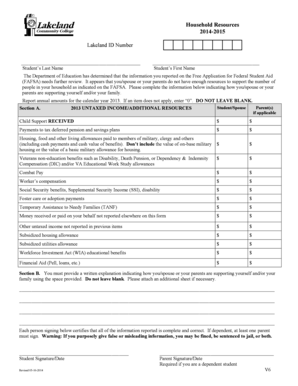 Household Resources Form