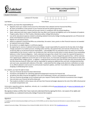 Lakeland Community College Student Rights and Responsibilities Form