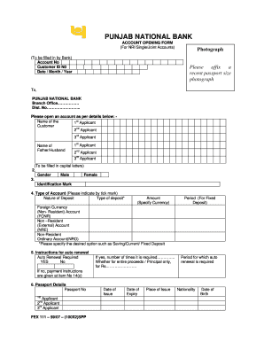 account opening form of punjab national bank