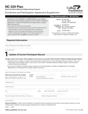 NC 529 Plan Enrollment Supplement