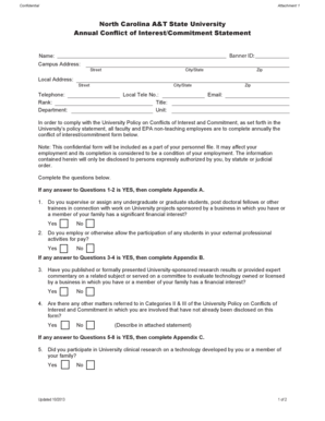 North Carolina A&T Conflict of Interest Form