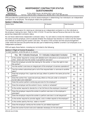 Washington Independent Contractor Status Questionnaire