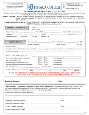 Employee Injury Illness Report Form