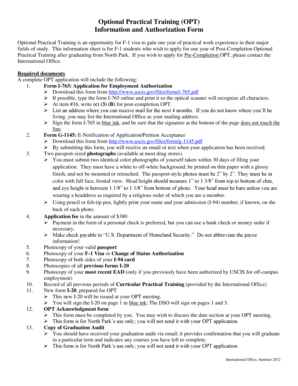 Optional Practical Training OPT Information and - northpark