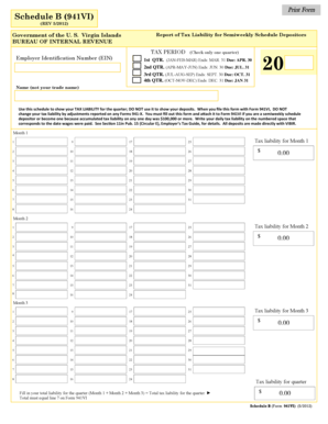 Schedule B (941VI) Tax Liability Report