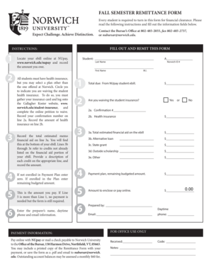 Fall Semester Remittance Form