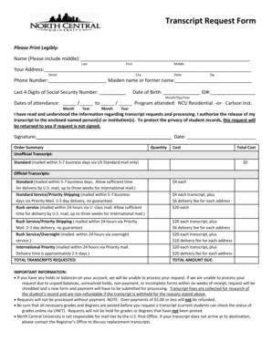 Transcript Request Form