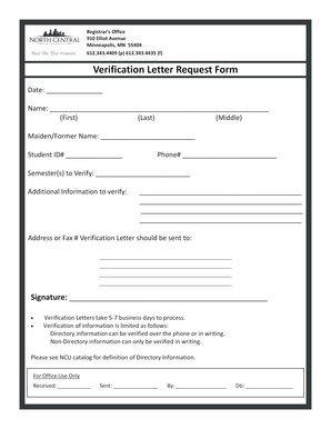 Verification Letter Request Form