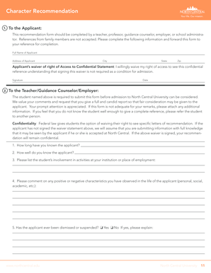 Character Recommendation Form