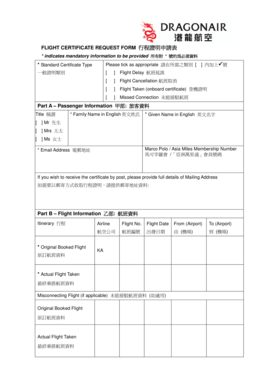 Flight Certificate Request Form