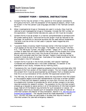 Consent Form Instructions - LSU Health Sciences Center New Orleans