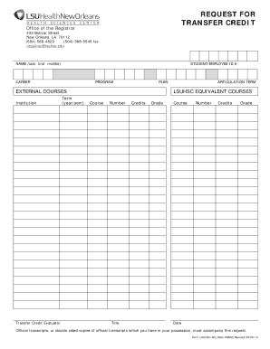 Request for Transfer Credit