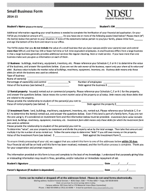 Small Business Financial Aid Verification Form