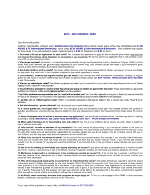 Free and Reduced Price School Meals Application