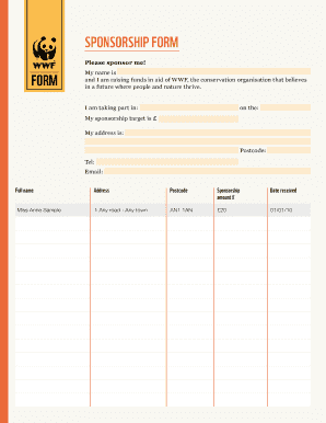 Fillable Online assets wwf org FORM SponSorShip form - WWF UK - assets