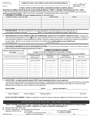 Free and Reduced Price School Meals Application
