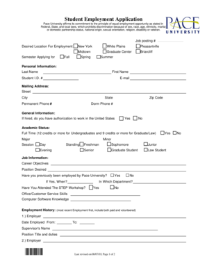 Student Employment Application