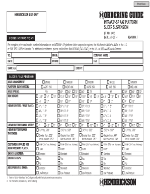 Hendrickson Intraax-SP Slider Suspension Ordering Guide