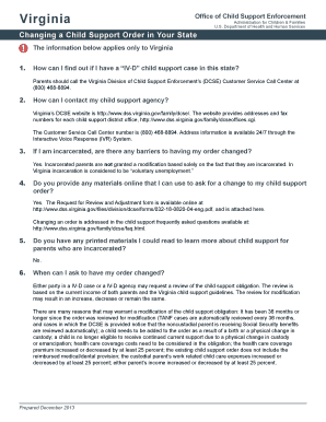Virginia Child Support Order Modification Form