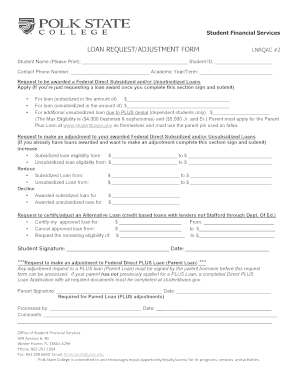 Loan Request/Adjustment Form