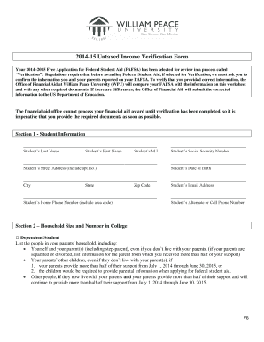 2014-15 Untaxed Income Verification Form