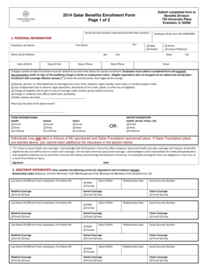 2014 Qatar Benefits Enrollment Form