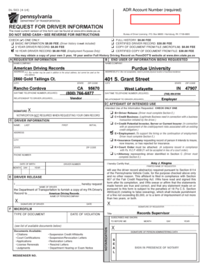 Pennsylvania Driver Information Request Form