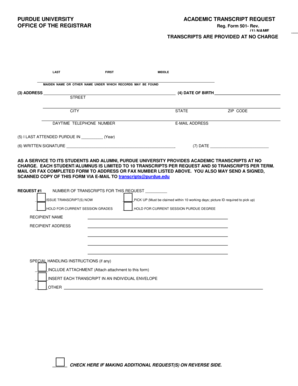 Purdue University Academic Transcript Request