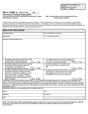 Louisiana State University Outside Employment Disclosure Form