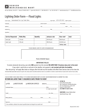 Lighting Order Form Flood Lights