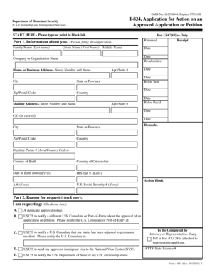 USCIS Form I-824 Application for Action on an Approved Application or Petition