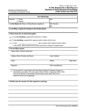 Form N-336 Request for Hearing on Naturalization Decision