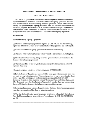 Oregon Disclosed Limited Agency Agreement