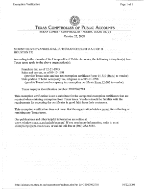 Texas Sales and Use Tax Exemption Certification