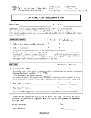 2012/2013 Asset Clarification Form