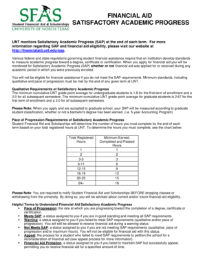 Current Satisfactory Academic Progress handout - Student Financial bb