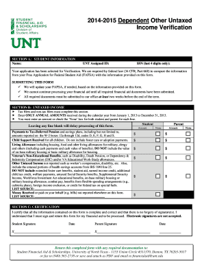2014-2015 Dependent Other Untaxed Income Verification