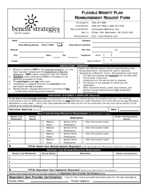 Flexible Benefit Plan Reimbursement Request Form