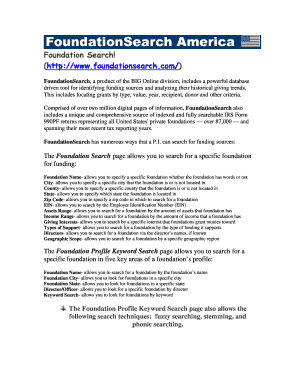 FoundationSearch IRS Form 990PF Database