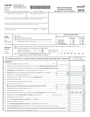 Kentucky Individual Income Tax Return 740-NP