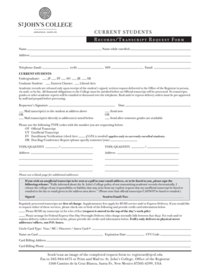 Student Transcript Request Form