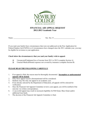 Financial Aid Appeal Request Form