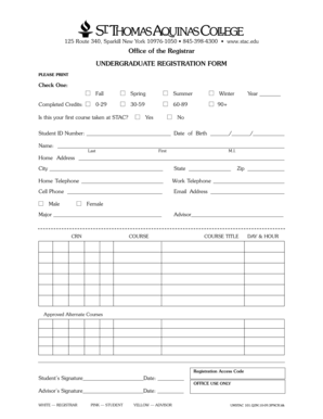 Undergraduate Registration Form