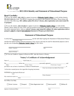 2013-2014 Identity and Statement of Educational Purpose