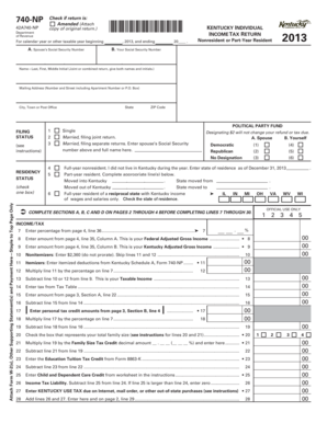 Kentucky Individual Income Tax Return Form 740-NP