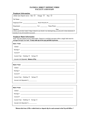 Payroll Direct Deposit Form