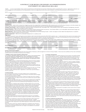 University of Arkansas Room and Board Contract