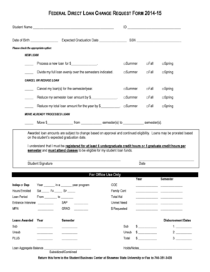 Federal Direct Loan Change Request Form