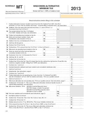 Wisconsin Alternative Minimum Tax Schedule