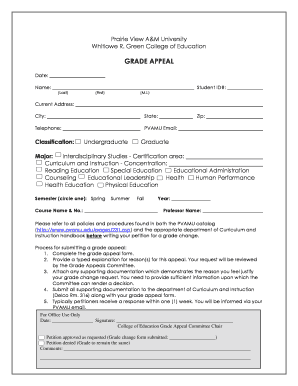 Grade Appeal form.pdf - Prairie View A&M University - pvamu